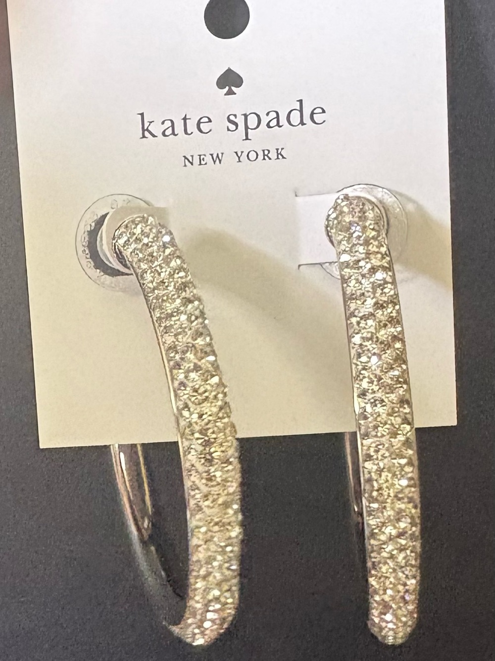 NWT Kate Spade Razzle Dazzle Crystal Hoop Earrings Silver Clear- Retail: $129